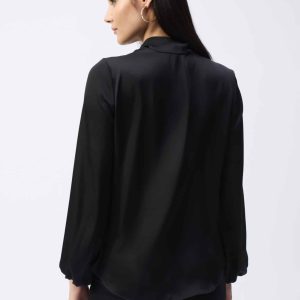 JOSEPH RIBKOFF Satin Top With Bow Neckline