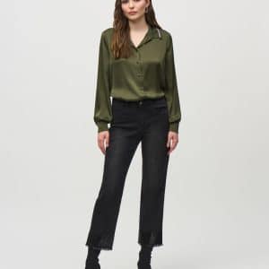 JOSEPH RIBKOFF Straight Crop Denim Pants with Sequin Trim