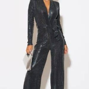 LIBBY LOVES TAYLOR JUMPSUIT IN GUNMETAL