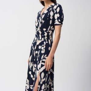 JOSEPH RIBKOFF Silky Knit Abstract Print Wrap Dress