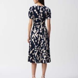 JOSEPH RIBKOFF Silky Knit Abstract Print Wrap Dress