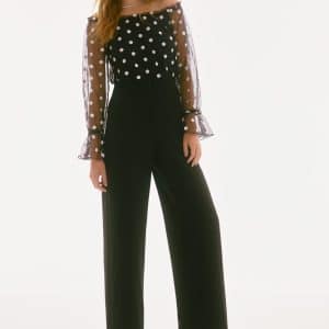 Joseph Ribkoff Signature Dot Mesh Jumpsuit