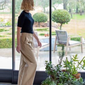 Chalk Amelia Trouser in Dark Beige