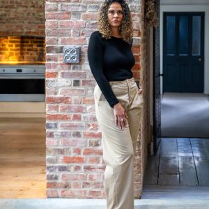 Chalk Amelia Trouser in Dark Beige