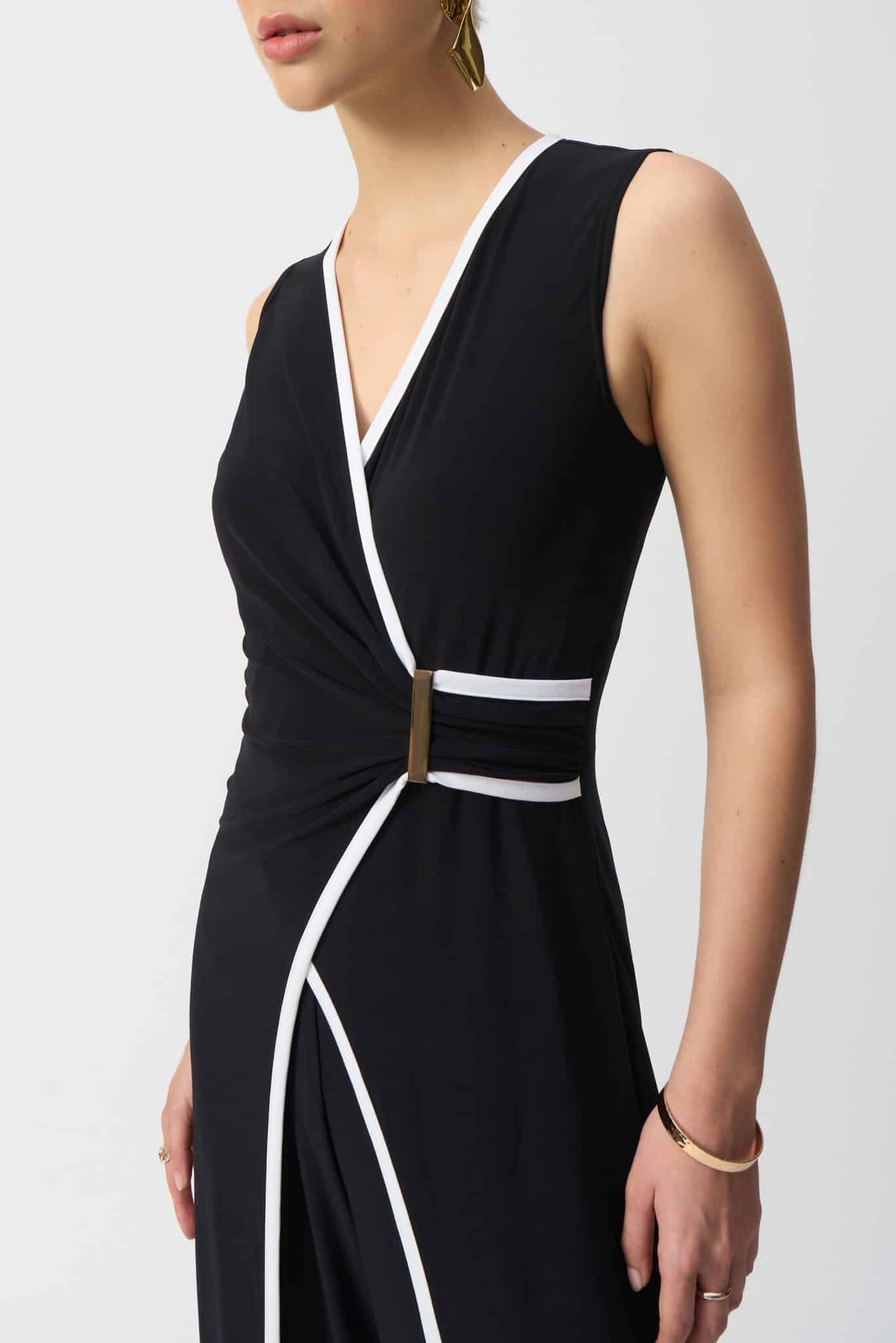 Joseph Ribkoff Silky Knit Culotte Jumpsuit in Black/Vanilla