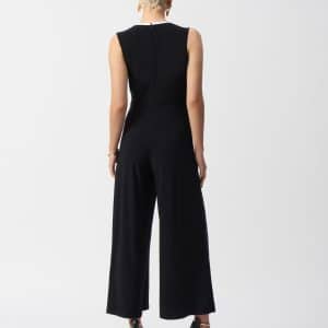 Joseph Ribkoff Silky Knit Culotte Jumpsuit in Black/Vanilla