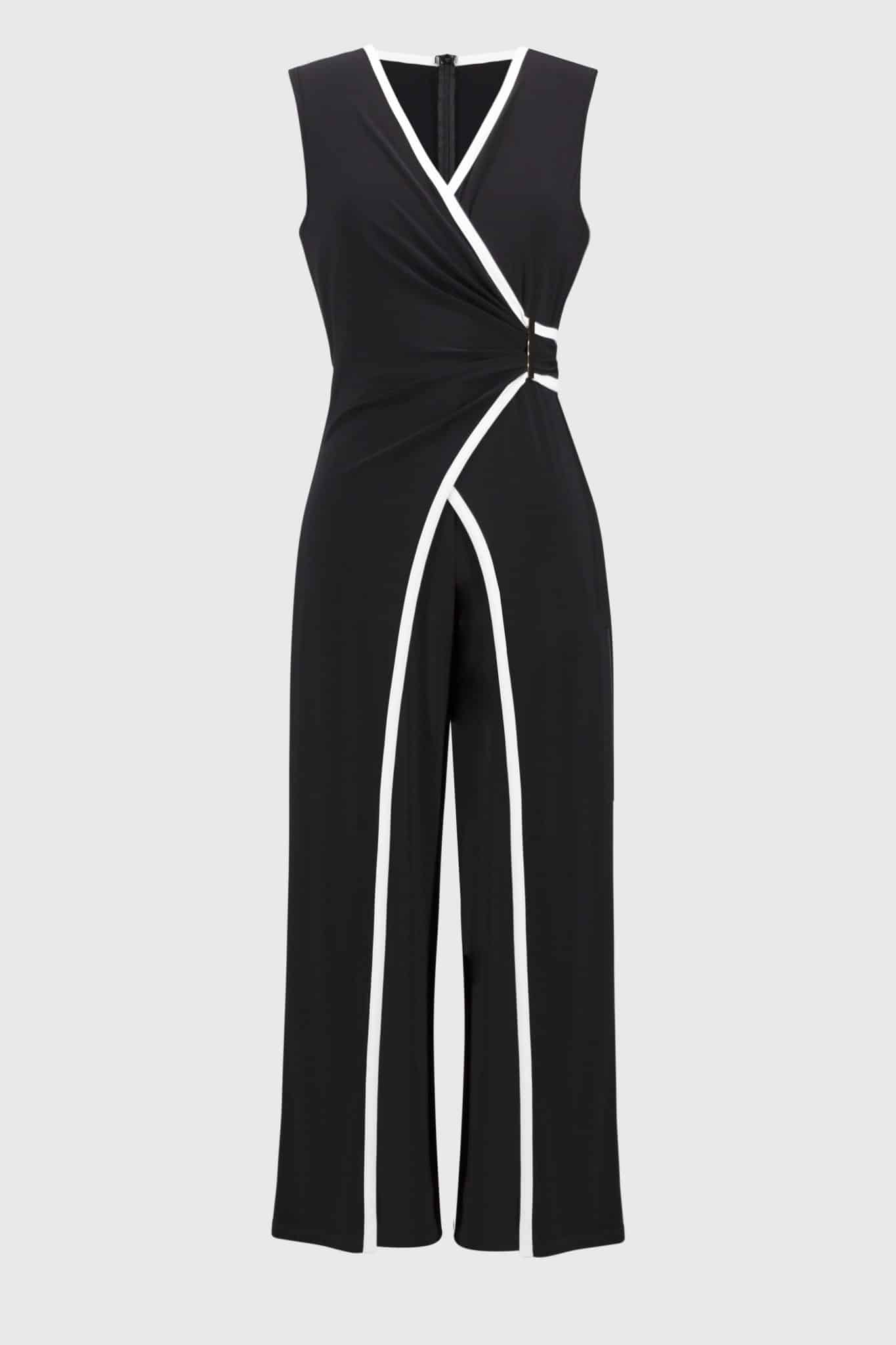 Joseph Ribkoff Silky Knit Culotte Jumpsuit in Black/Vanilla