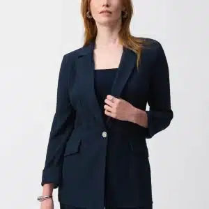 Joseph Ribkoff Seersucker Straight Blazer in Midnight Blue