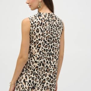 Joseph Ribkoff Animal Print Woven Sleeveless Top Beige/Black