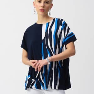 Joseph Ribkoff Silky Knit Geometric Print Boxy Top