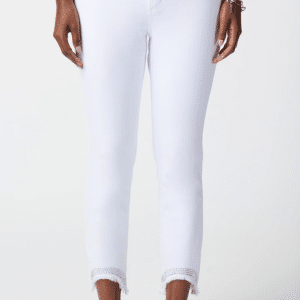 Joseph Ribkoff White Cropped Jeans with Frayed Hem