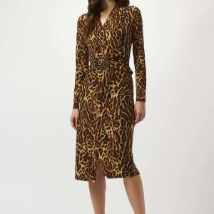 Joseph Ribkoff Silky Knit Animal Print Wrap Dress