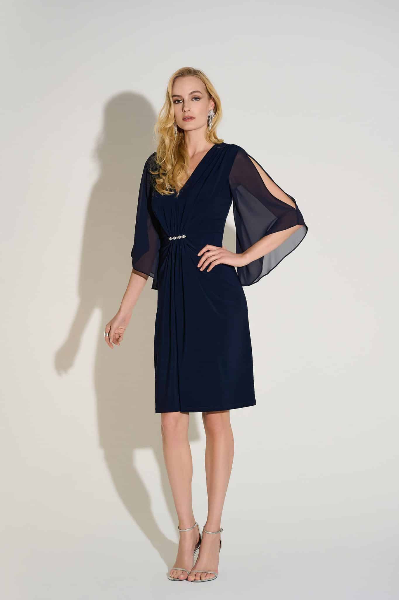 Joseph Ribkoff Signature | Silky Knit & Chiffon Sheath Dress