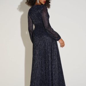 Joseph Ribkoff - Signature | Lurex Plissé Mesh Wrap-Front Gown
