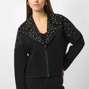 Joseph Ribkoff Stretch Denim Jacket with Stud Detailing