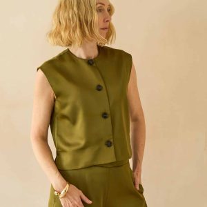 Chalk Sally Waistcoat in Avocado