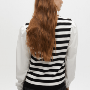 Lola Casademunt Striped sweater with contrast poplin sleeves