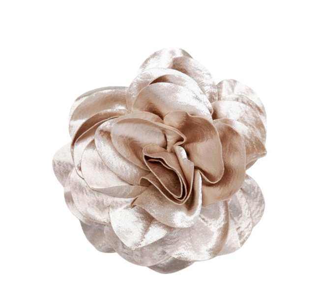 Black Colour SAGE big flower 2-in-1 brooch - Champagne
