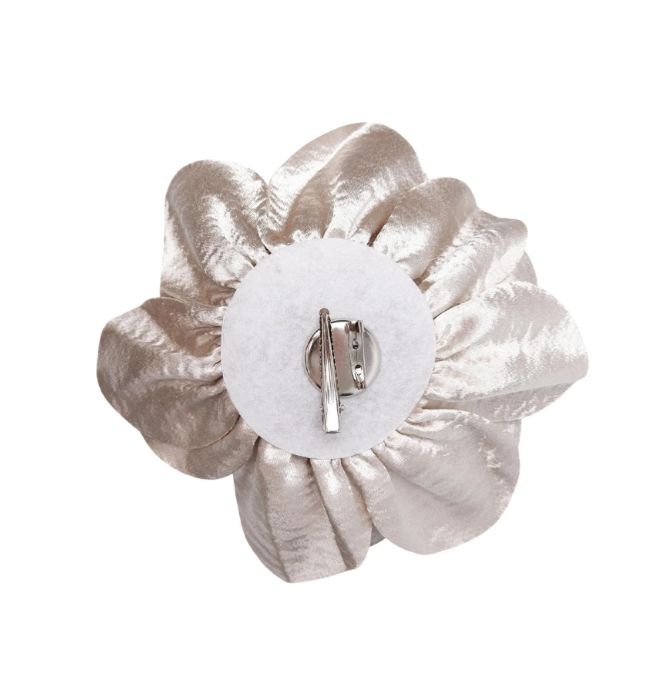 Black Colour SAGE big flower 2-in-1 brooch - Champagne