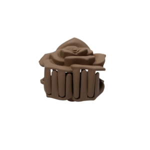 Black Colour FLOWER matt hair claw - Lt. Brown