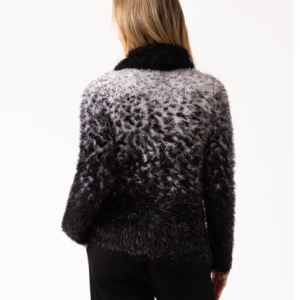 Marble Monochrome Fuzzy Roll Neck Jumper