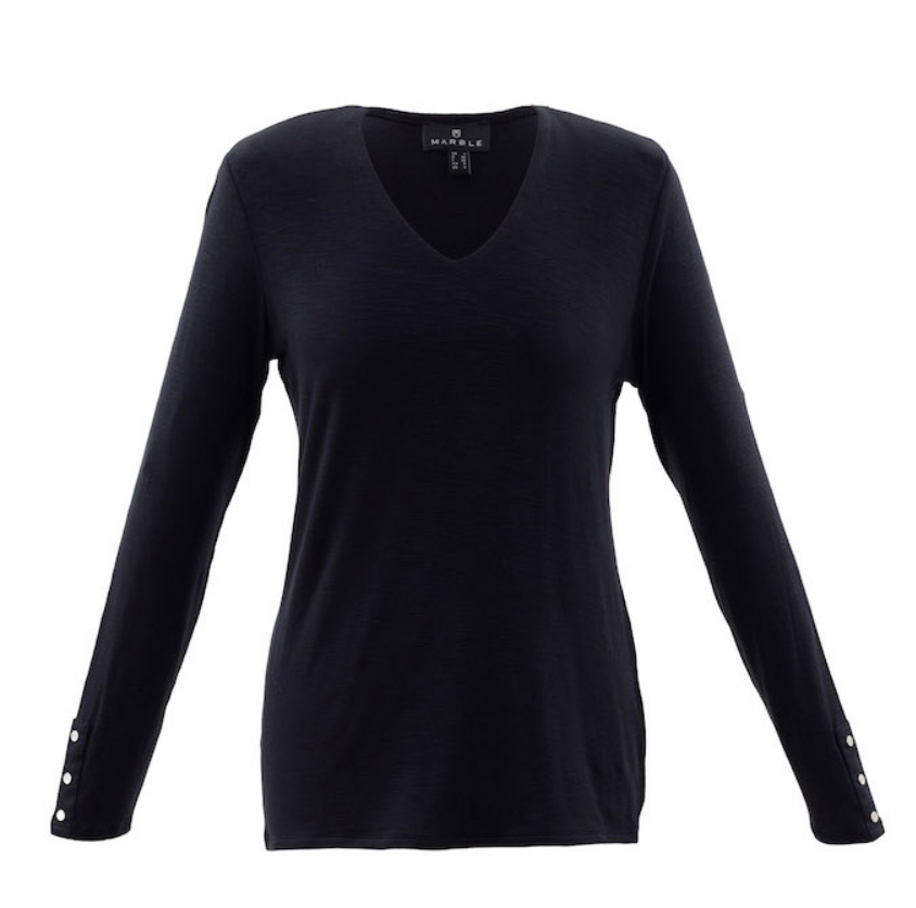 Marble V-Neck Jersey Top