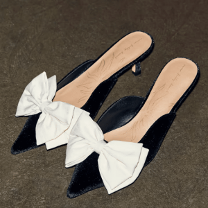 Never Fully Dressed BLACK VELVET BOW MULES