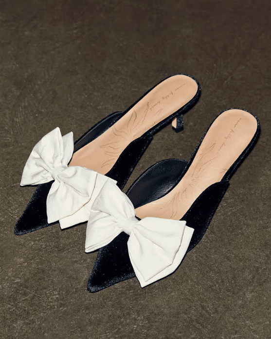 Never Fully Dressed BLACK VELVET BOW MULES