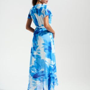 Joseph Ribkoff Signature Chiffon Print Wrap Dress