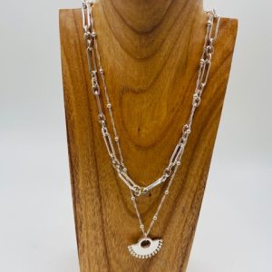 ENVY Double Layer Pendant Necklace - Silver