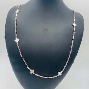ENVY Clover Long Necklace – Silver
