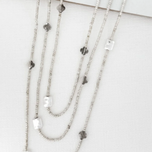 ENVY Long 3 Layer Seed Bead Necklace - Silver