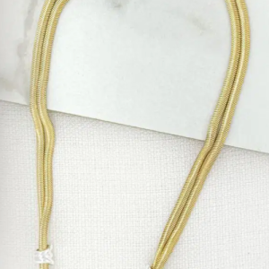 ENVY Short Two Tone Double Layer Snake Chain Necklace - Gold