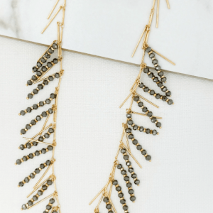 ENVY Fringe Necklace With Grey Beading