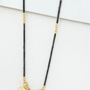 ENVY Long Black Necklace With Gold And Diamante Pendants