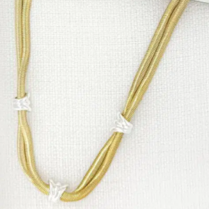 ENVY Short Two Tone Double Layer Snake Chain Necklace - Gold