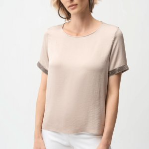 Joseph Ribkoff Satin Top With Rhinestones Detail