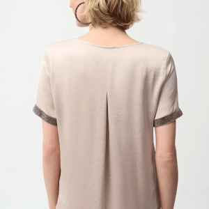 Joseph Ribkoff Satin Top With Rhinestones Detail