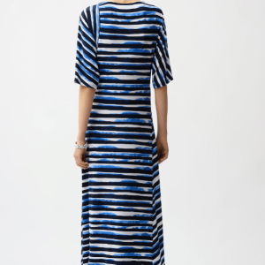 Joseph Ribkoff Silky Knit Stripe Print Fit and Flare Dress