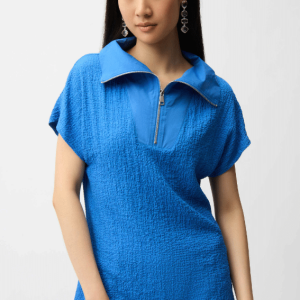 Joseph Ribkoff Seersucker Boxy Top With Memory Collar