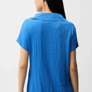 Joseph Ribkoff Seersucker Boxy Top With Memory Collar