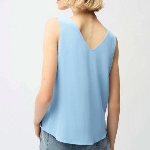 Joseph Ribkoff Woven Twill Sleeveless Straight Top With V-necklineline