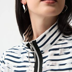 JOSEPH RIBKOFF Jacquard Organza Stripe Bomber Jacket
