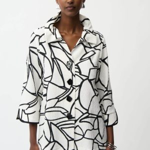 Joseph Ribkoff Seersucker Abstract Print Trapeze Jacket