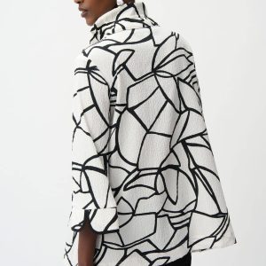 Joseph Ribkoff Seersucker Abstract Print Trapeze Jacket