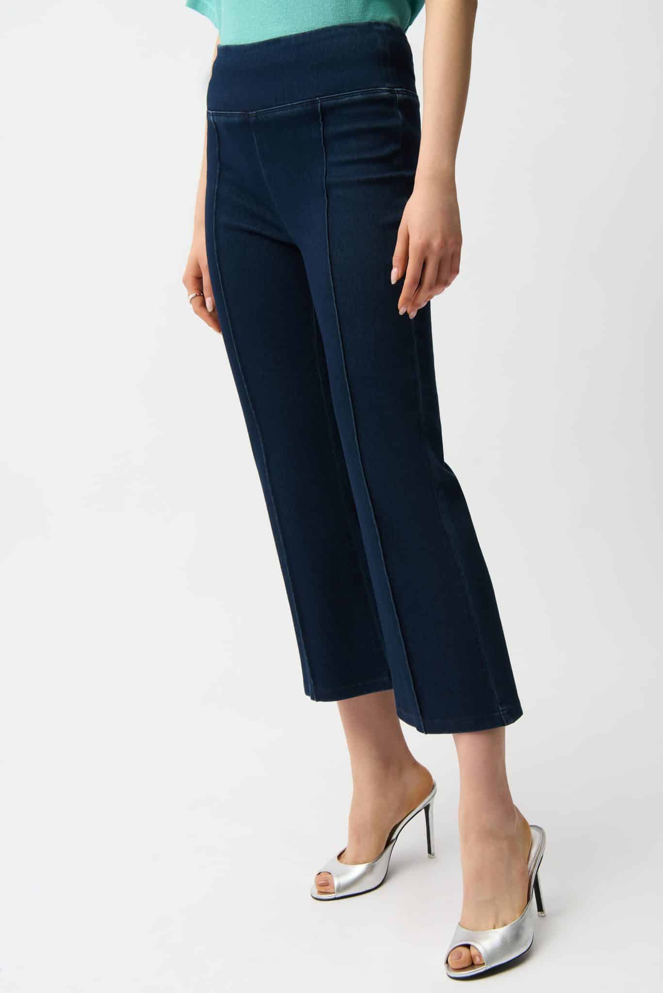 Joseph Ribkoff Knit Denim Cropped Flare Pant