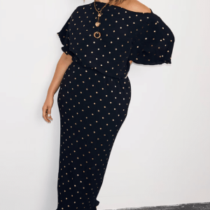 Never Fully Dressed Tilly Dress with Gold Foil In Black