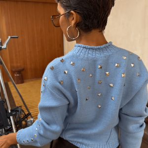 Never Fully Dressed Ice Blue Studded Cardigan