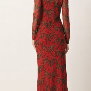 Never Fully Dressed RED LEOPARD BOW MESH DRESS