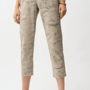 Joseph Ribkoff CROPPED FLORAL TROUSER in Taupe/Gold